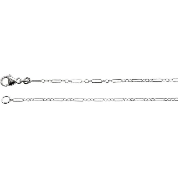 Jewels By Lux 14K White Gold 1.6mm Knurled Figaro Chain with Lobster Clasp 